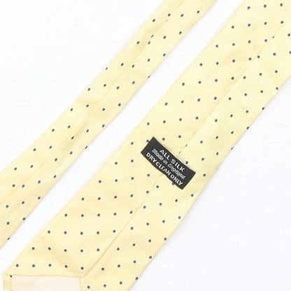 Preworn Mens Yellow Polka Dot Silk Pointed Tie One Size