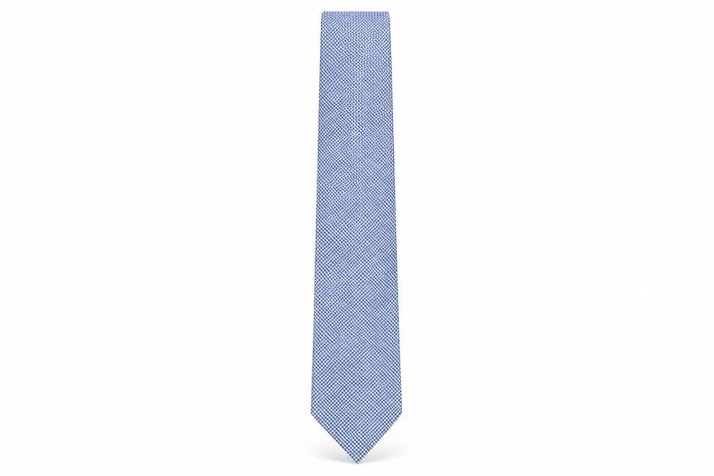 Front view of Loding men’s blue plaids & checks silk pointed tie one size
