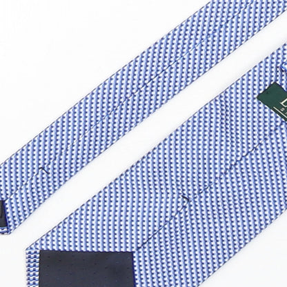 Brand and care label for Loding men’s blue plaids & checks silk pointed tie one size