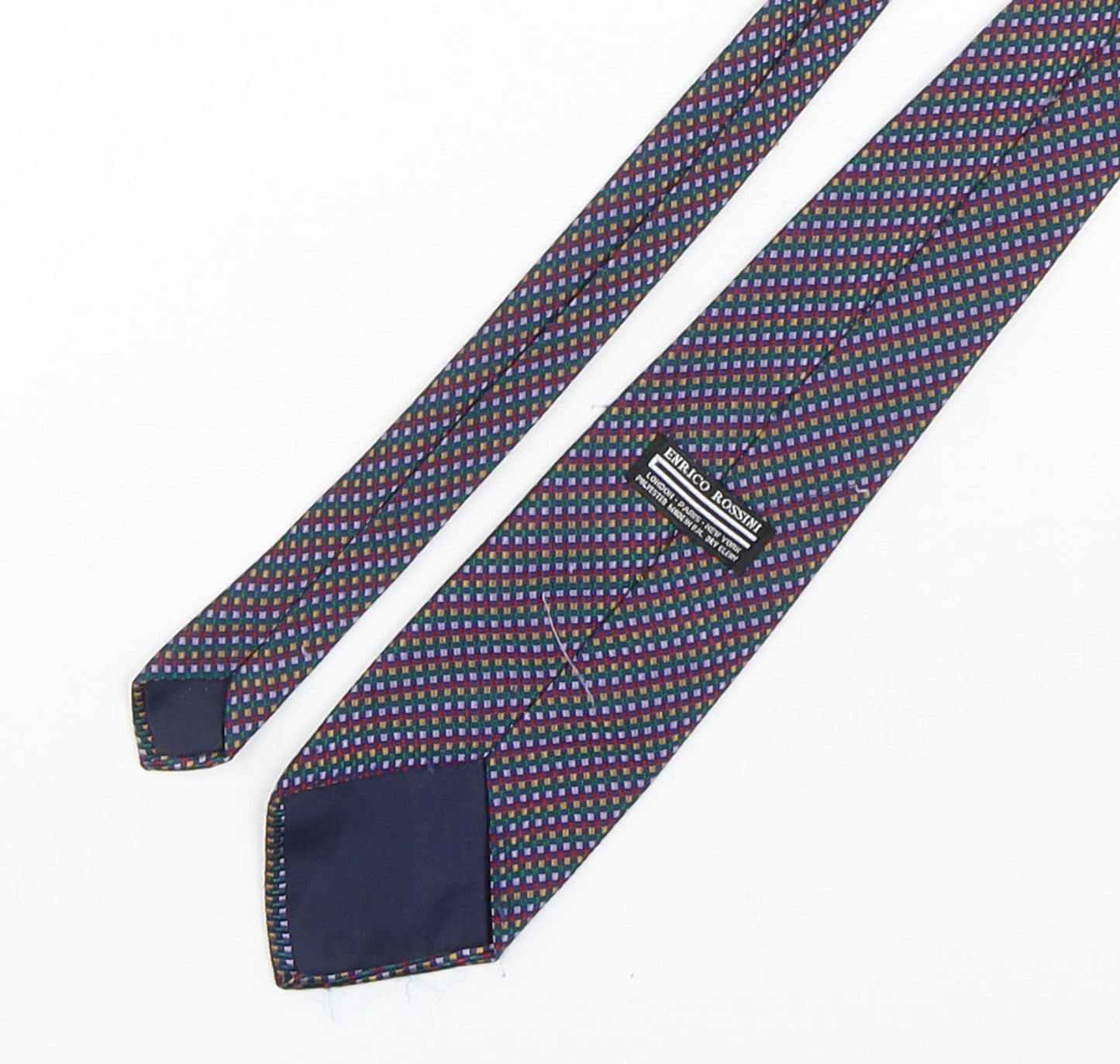 Enrico Rossini  Mens Multicoloured Plaids & Checks Polyester Pointed Tie One Size