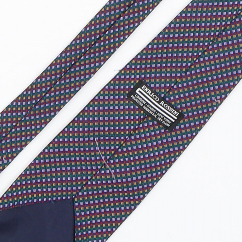 Enrico Rossini  Mens Multicoloured Plaids & Checks Polyester Pointed Tie One Size
