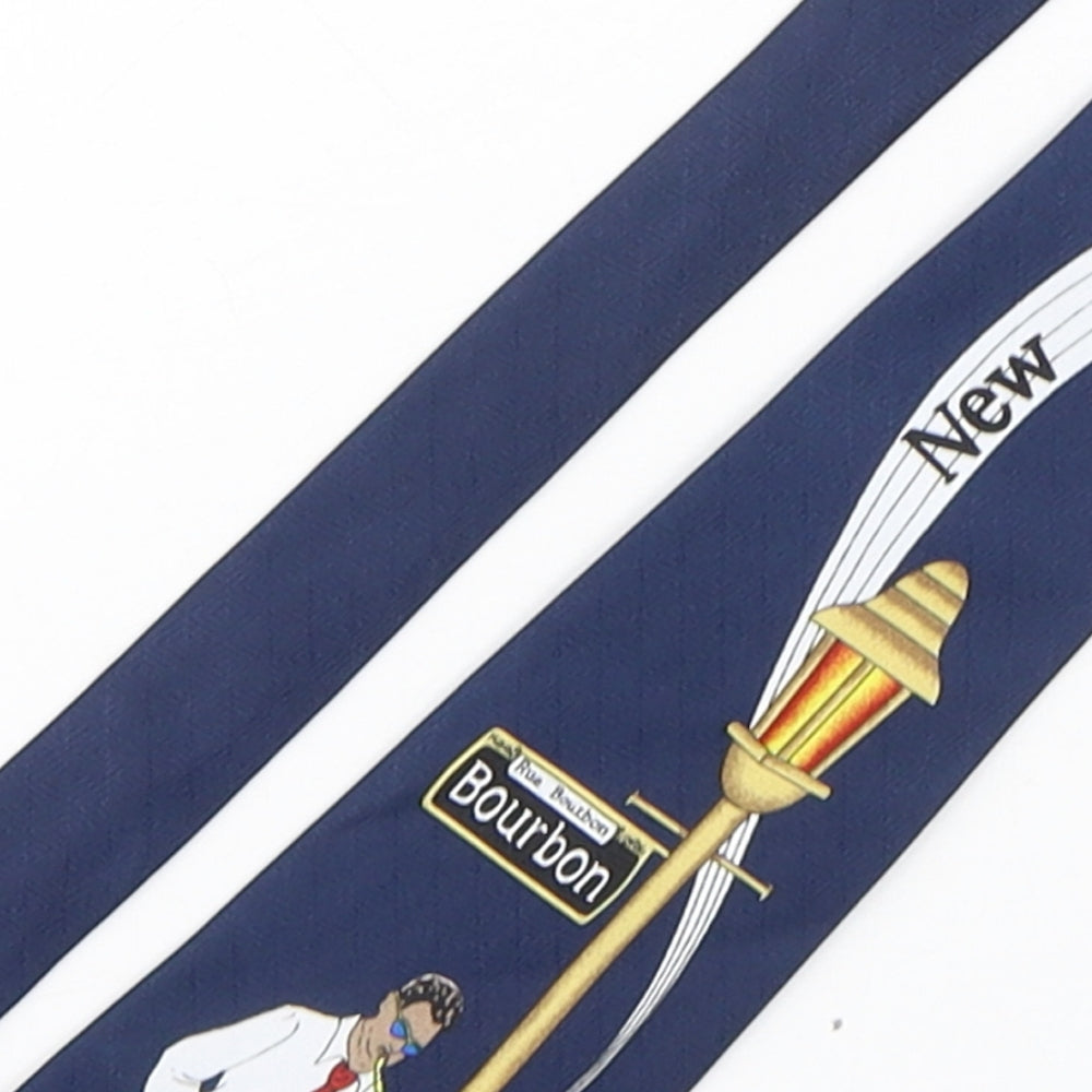 A Rodgers Mens Blue Geometric Polyester Pointed Tie One Size - New Orleans