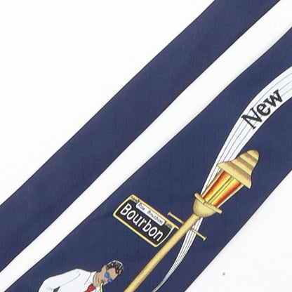 A Rodgers Mens Blue Geometric Polyester Pointed Tie One Size - New Orleans