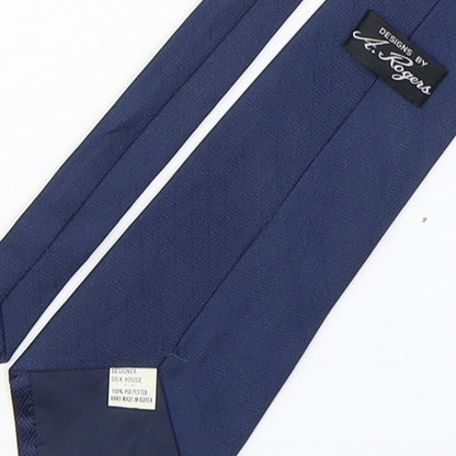 A Rodgers Mens Blue Geometric Polyester Pointed Tie One Size - New Orleans