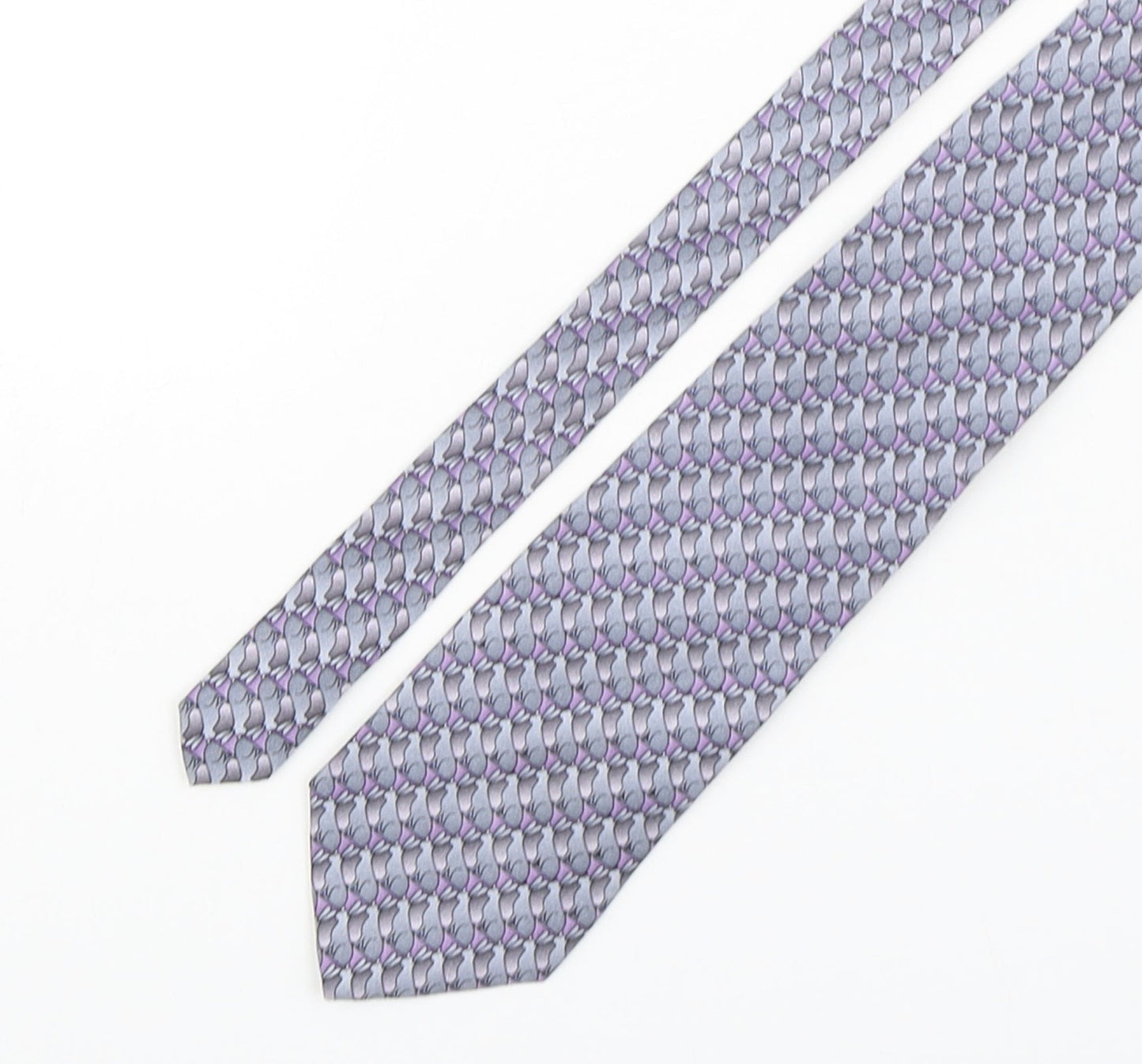 The Nature Conservancy Mens Grey Geometric Silk Pointed Tie One Size - Rabbit Print