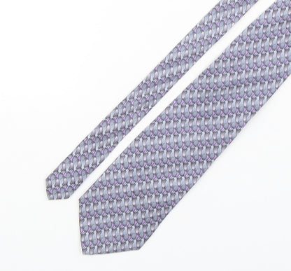 The Nature Conservancy Mens Grey Geometric Silk Pointed Tie One Size - Rabbit Print