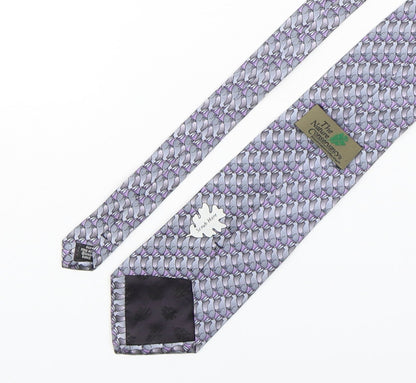 The Nature Conservancy Mens Grey Geometric Silk Pointed Tie One Size - Rabbit Print