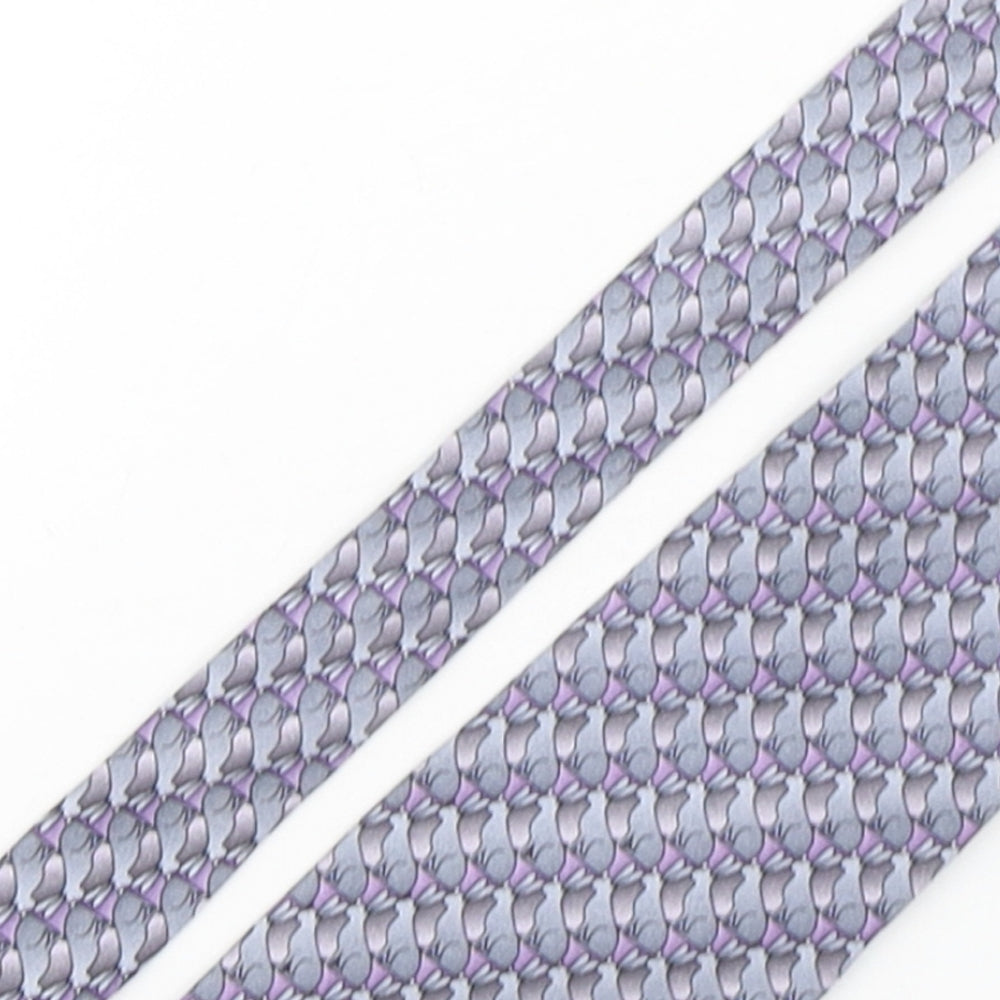 The Nature Conservancy Mens Grey Geometric Silk Pointed Tie One Size - Rabbit Print