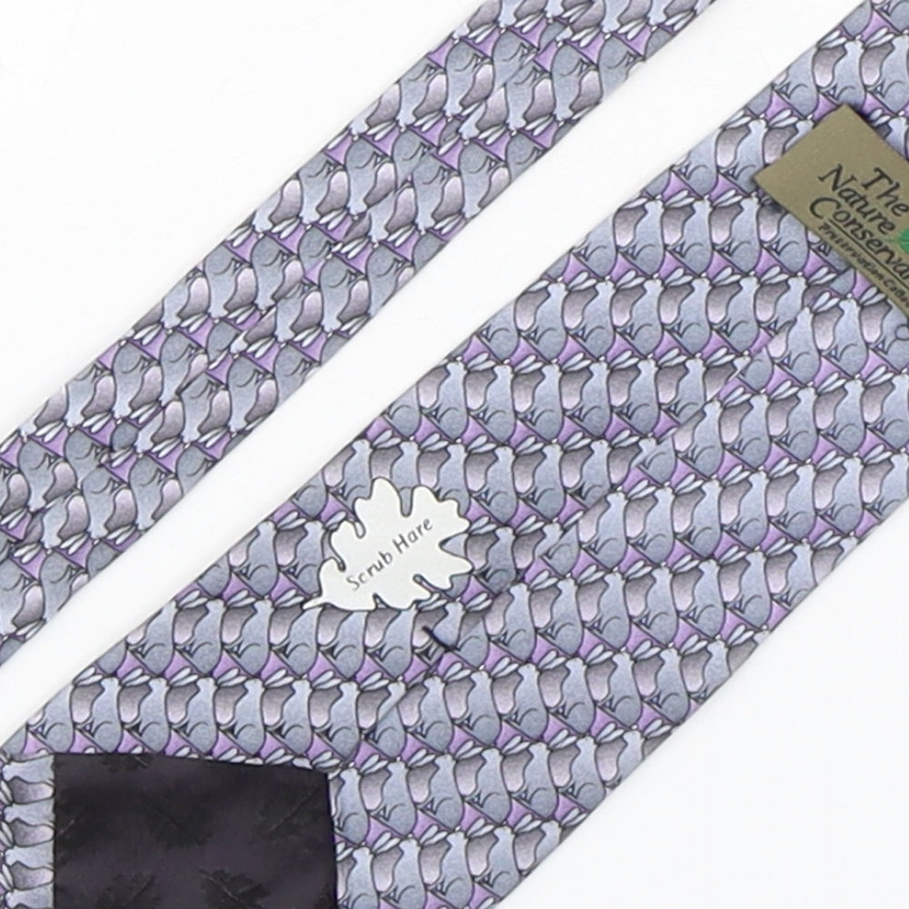 The Nature Conservancy Mens Grey Geometric Silk Pointed Tie One Size - Rabbit Print