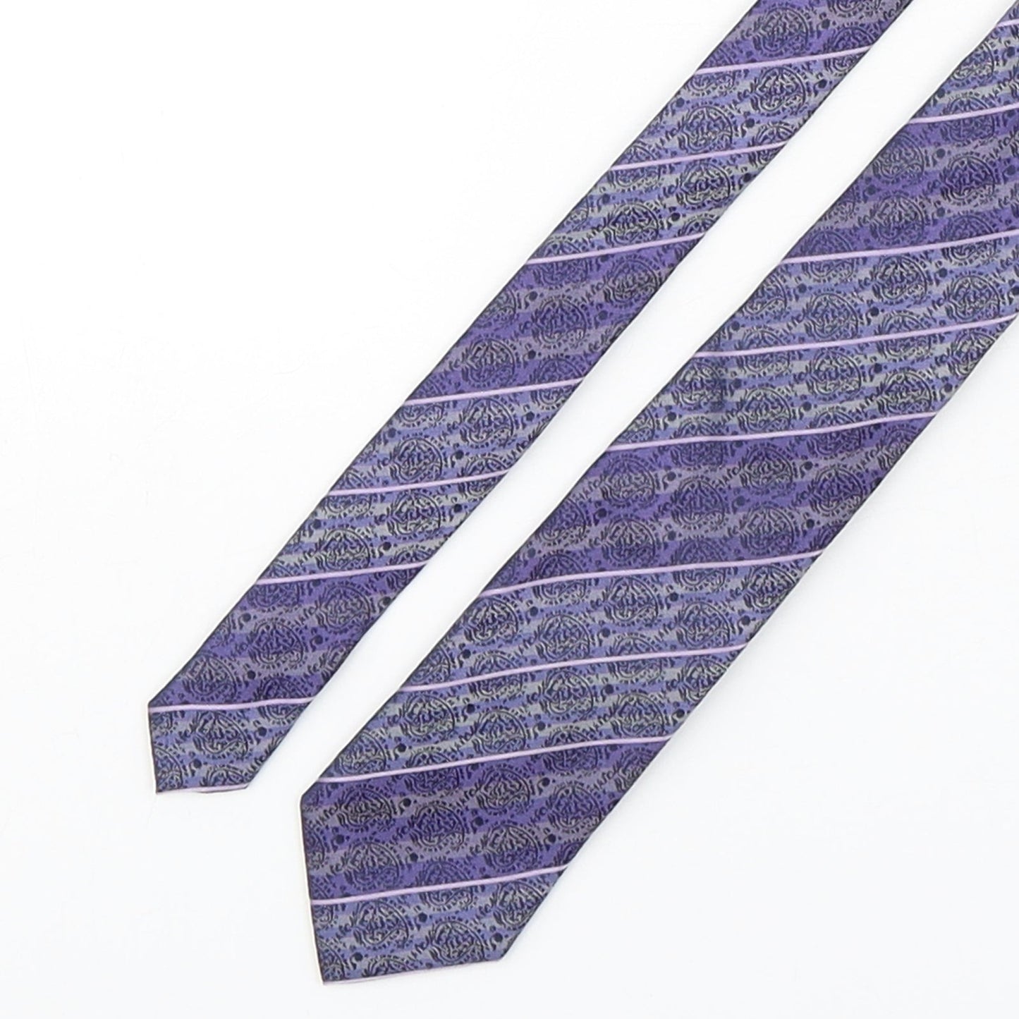 Slaters Mens Purple Paisley Silk Pointed Tie One Size