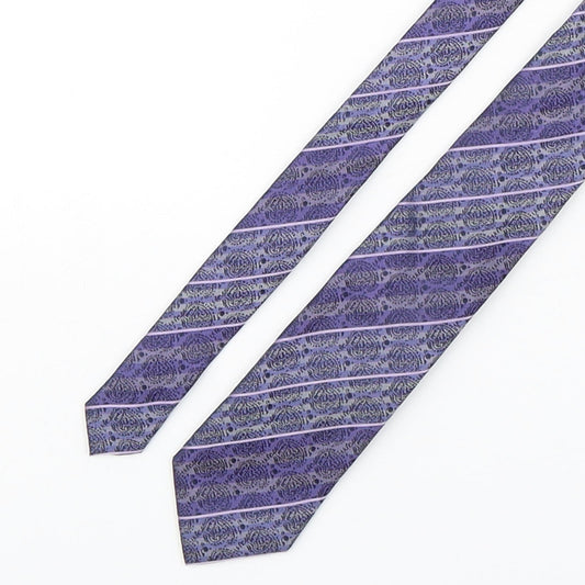 Slaters Mens Purple Paisley Silk Pointed Tie One Size