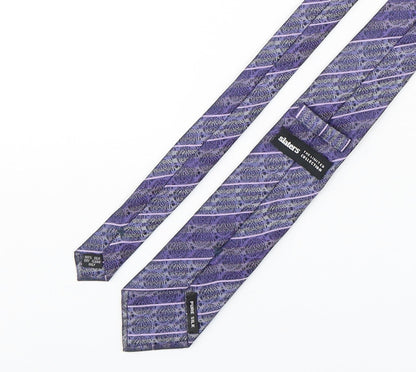 Slaters Mens Purple Paisley Silk Pointed Tie One Size