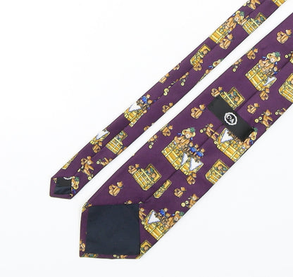 Mens C&A Purple Geometric  Pointed Tie