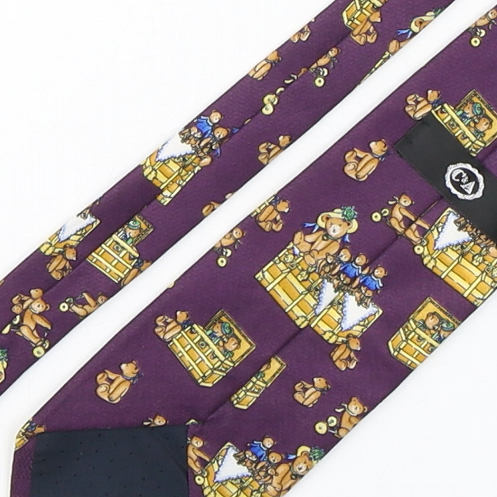 Mens C&A Purple Geometric  Pointed Tie
