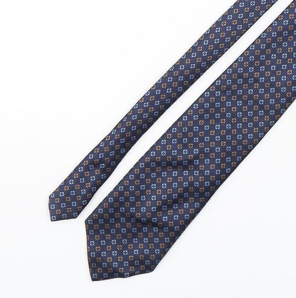 Havana  Mens Blue Geometric Polyester Pointed Tie One Size