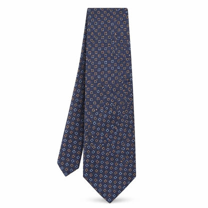Mens Havana Blue Geometric  Pointed Tie