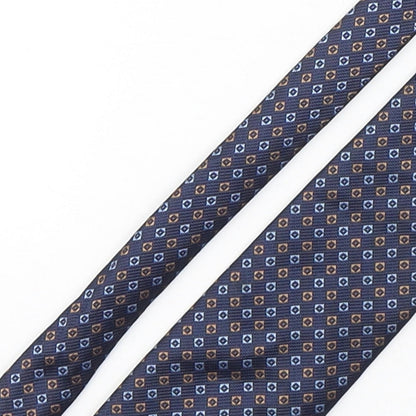 Havana  Mens Blue Geometric Polyester Pointed Tie One Size