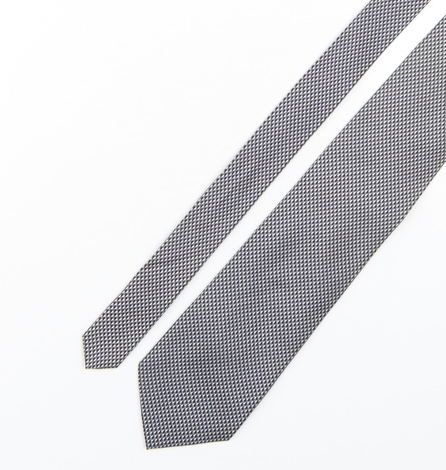 PreWorn  Mens Grey Geometric Silk Pointed Tie One Size