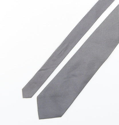 PreWorn  Mens Grey Geometric Silk Pointed Tie One Size