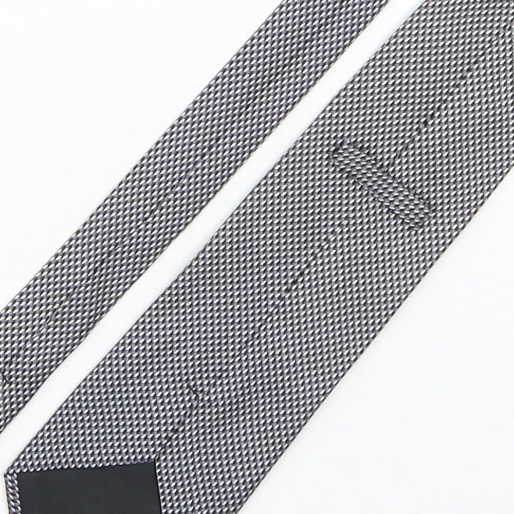 PreWorn  Mens Grey Geometric Silk Pointed Tie One Size