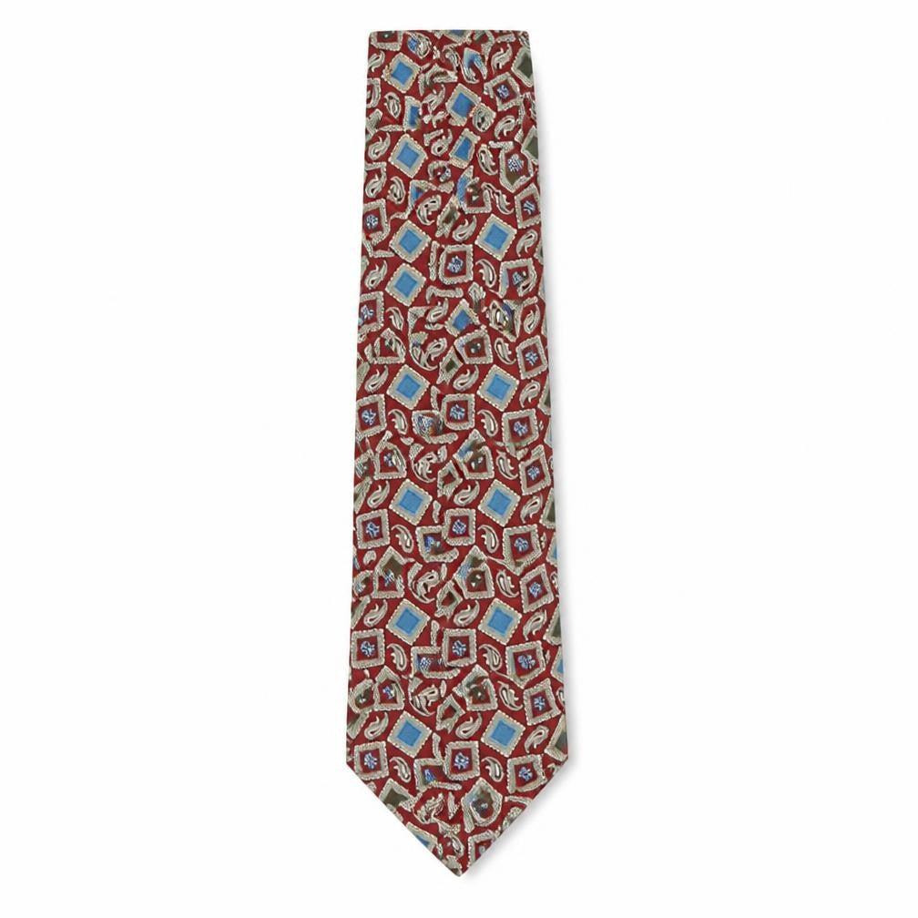 Front view of Henry Fox men’s multicoloured paisley polyester pointed tie one size