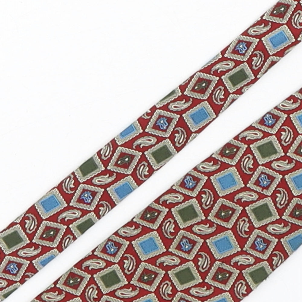 Close-up detail of Henry Fox men’s multicoloured paisley polyester pointed tie one size