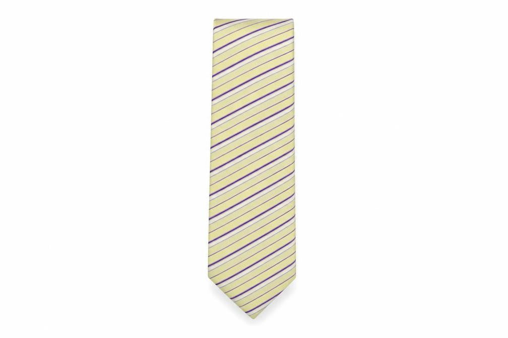 Front view of Femmio Valentino men’s multicoloured striped silk pointed tie one size