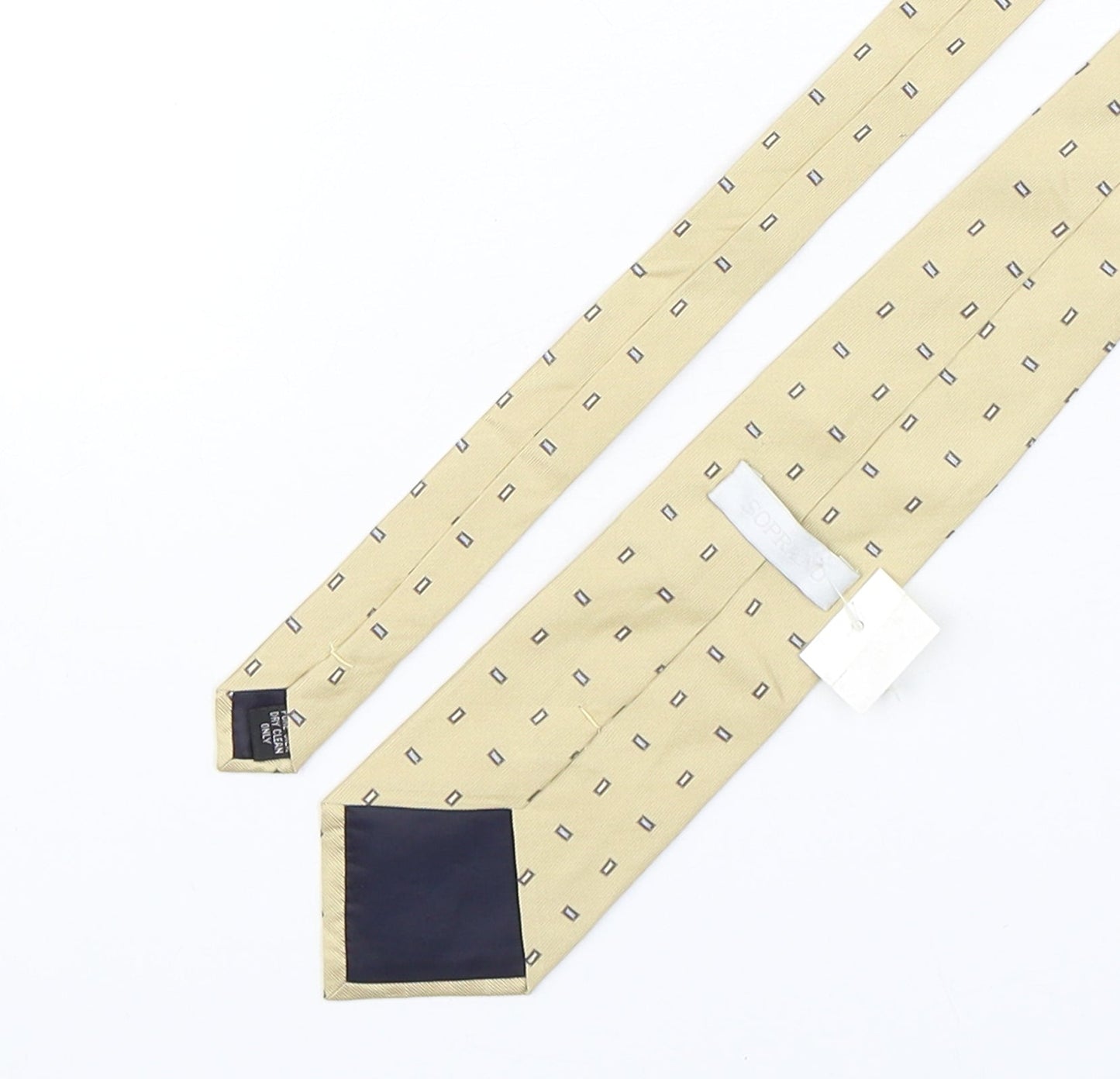 soprano  Mens Beige Polka Dot Silk Pointed Tie One Size