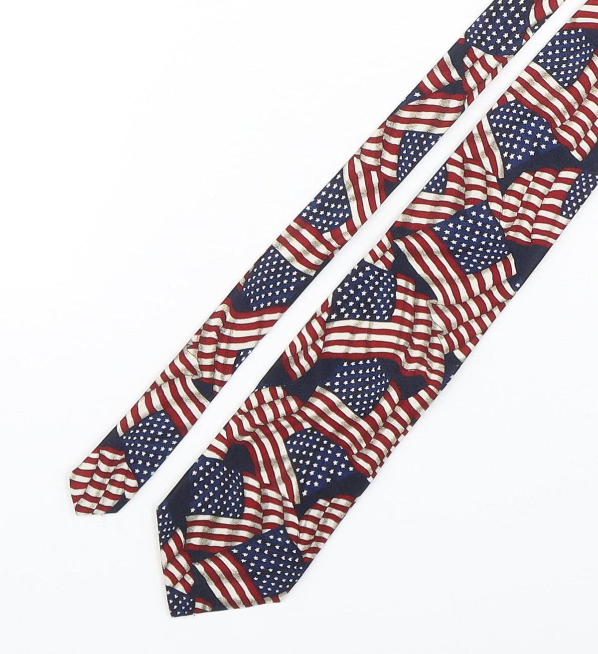 Additional front view of America men’s multicoloured striped polyester pointed tie one size