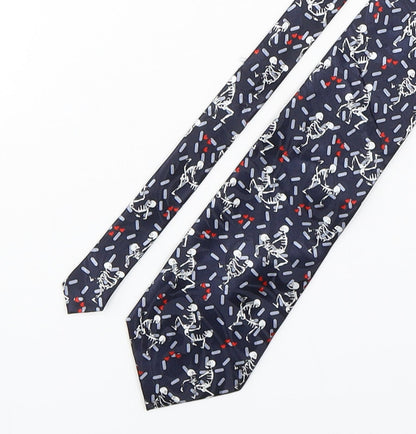 The Tie Studio  Mens Multicoloured Geometric Polyester Pointed Tie One Size - Skeleton print