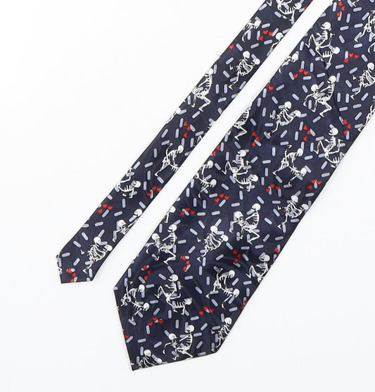 The Tie Studio  Mens Multicoloured Geometric Polyester Pointed Tie One Size - Skeleton print