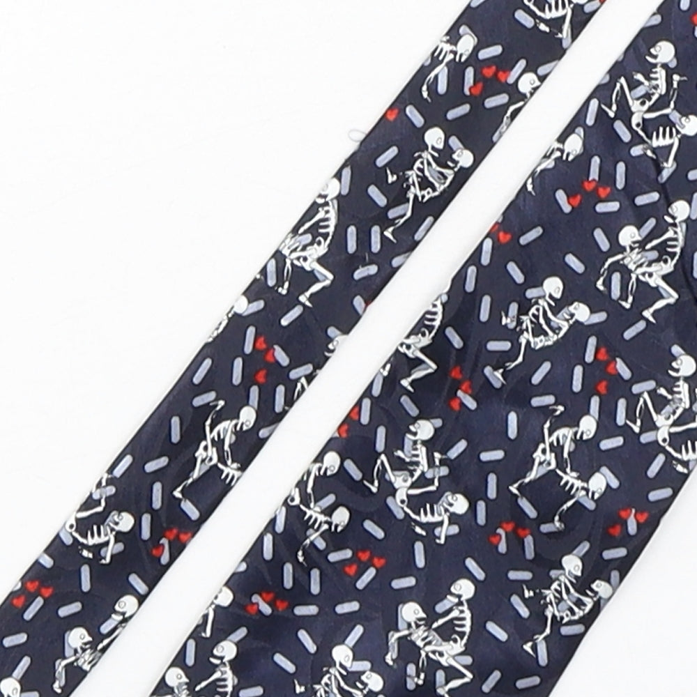 The Tie Studio  Mens Multicoloured Geometric Polyester Pointed Tie One Size - Skeleton print