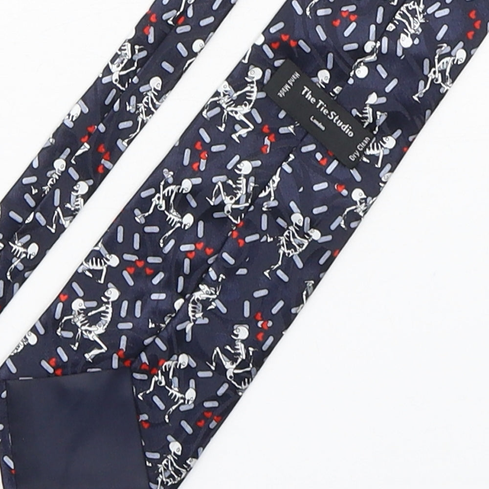 The Tie Studio  Mens Multicoloured Geometric Polyester Pointed Tie One Size - Skeleton print