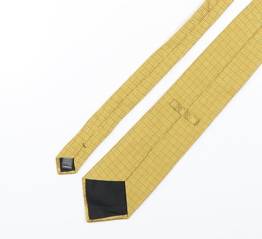 Marks and Spencer Mens Gold Geometric Polyester Pointed Tie One Size