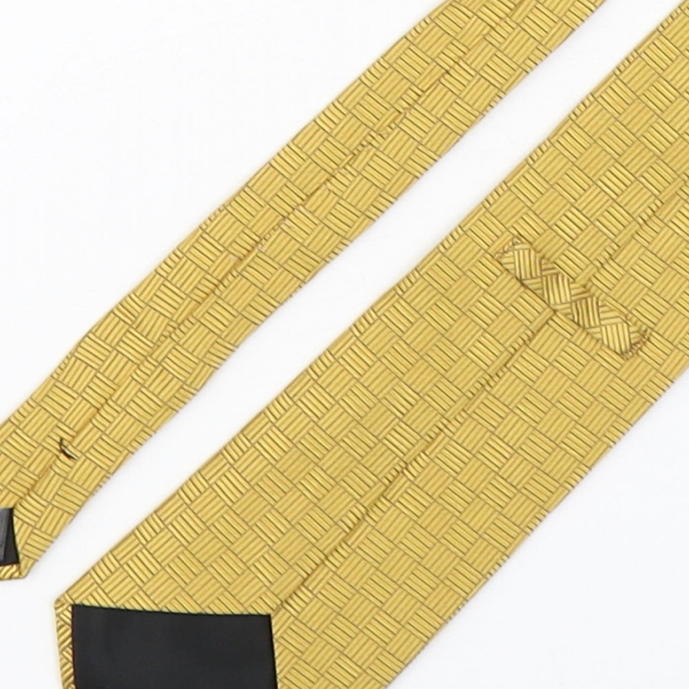 Marks and Spencer Mens Gold Geometric Polyester Pointed Tie One Size