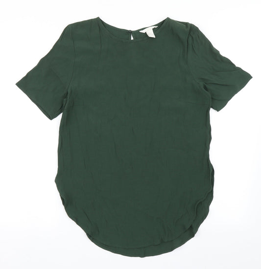 Womens UK Size 6 H&M Green Basic Blouse