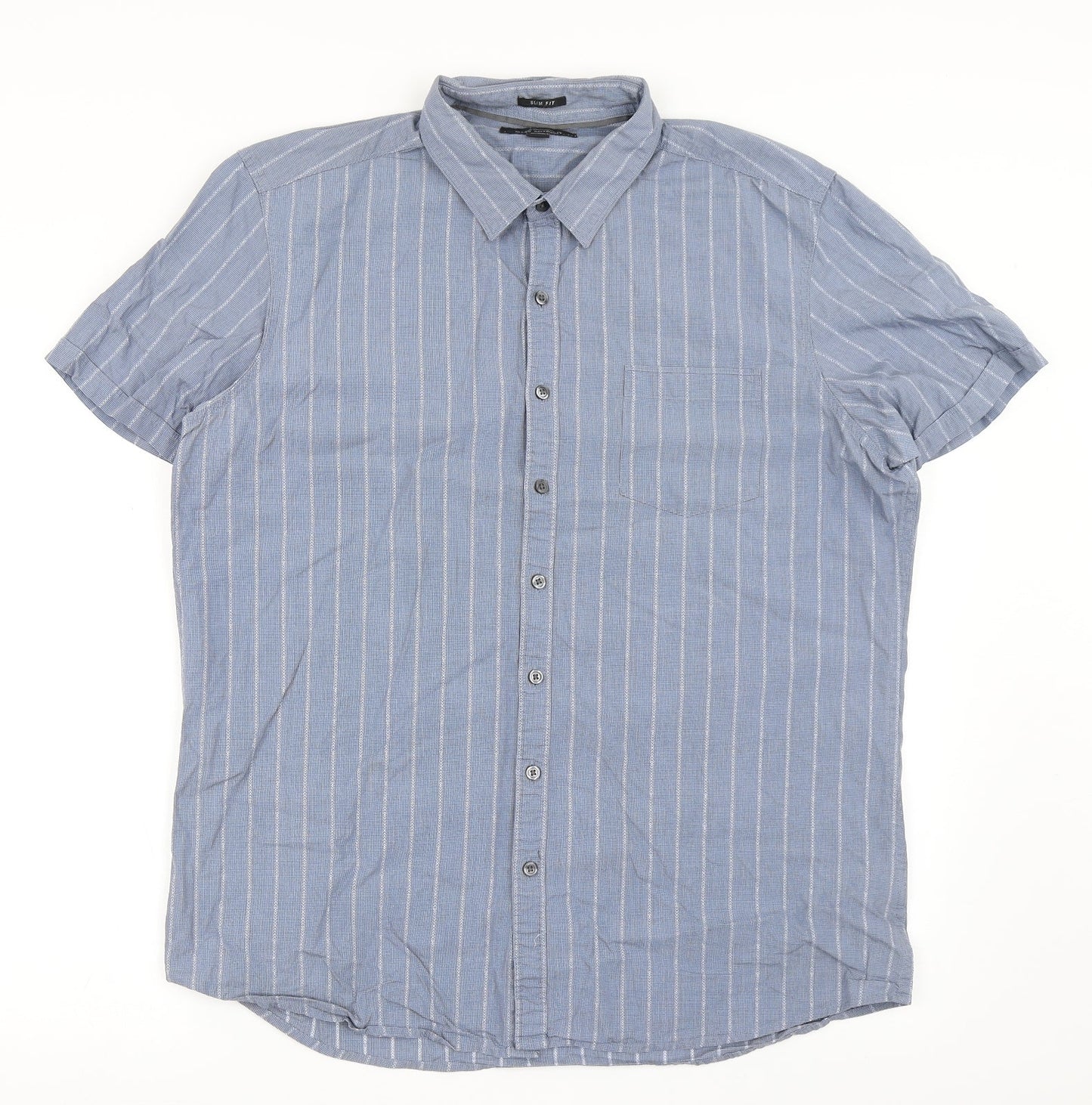 Mens UK Size XL Marc Anthony Blue  Button-Up Short Sleeve Casual Shirt