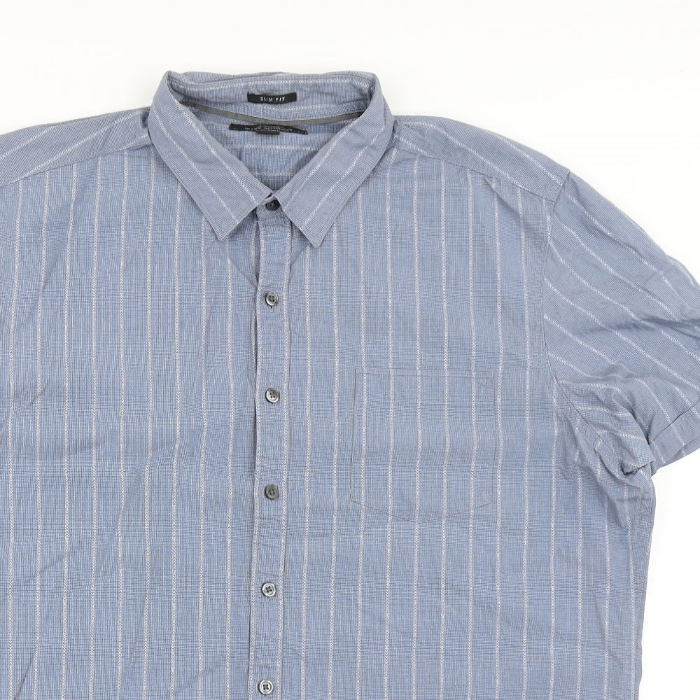 Mens UK Size XL Marc Anthony Blue  Button-Up Short Sleeve Casual Shirt