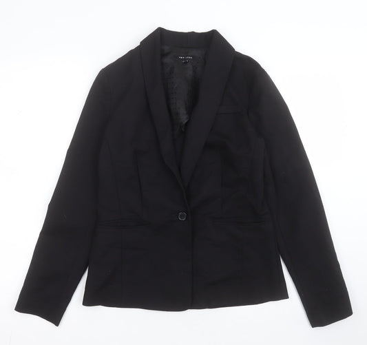 New Look Womens Black  Cotton Jacket Blazer Size 10