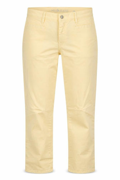 Front view of MiH Jeans women’s orange cotton cropped jeans, size UK 28, 28-inch leg regular button