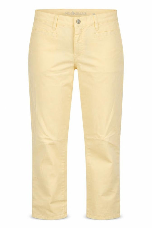 Front view of MiH Jeans women’s orange cotton cropped jeans, size UK 28, 28-inch leg regular button