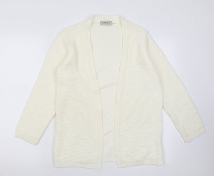 BASSINI Womens White V-Neck  Acrylic Cardigan Jumper Size S