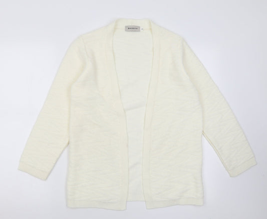 BASSINI Womens White V-Neck  Acrylic Cardigan Jumper Size S