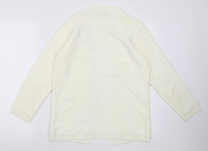 BASSINI Womens White V-Neck  Acrylic Cardigan Jumper Size S