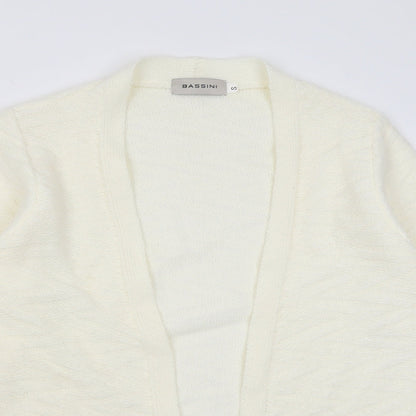 BASSINI Womens White V-Neck  Acrylic Cardigan Jumper Size S