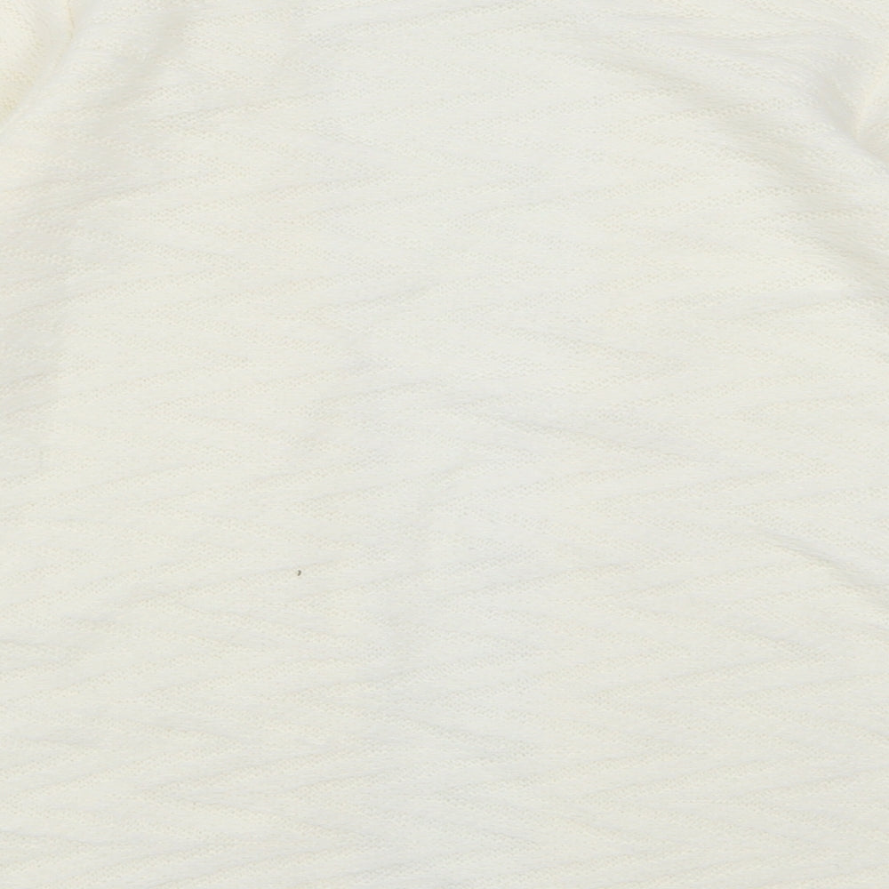 BASSINI Womens White V-Neck  Acrylic Cardigan Jumper Size S