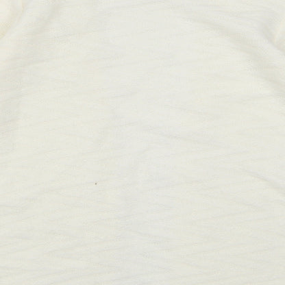 BASSINI Womens White V-Neck  Acrylic Cardigan Jumper Size S