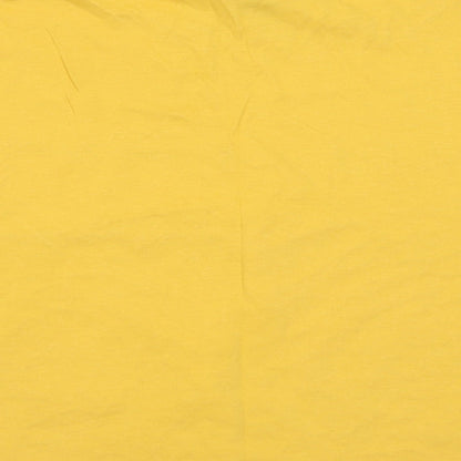 Primark Womens Yellow Floral Cotton Cropped T-Shirt Size XS Crew Neck