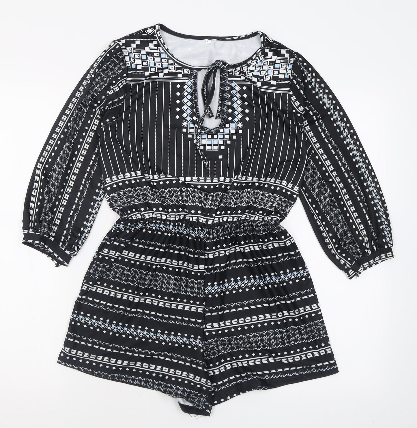 Womens UK Size L Preworn One-Piece Black Playsuit