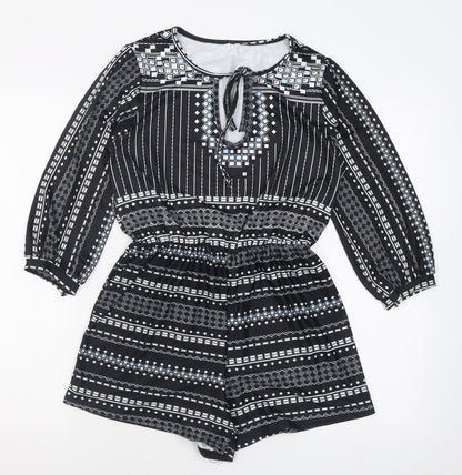 Womens UK Size L Preworn One-Piece Black Playsuit